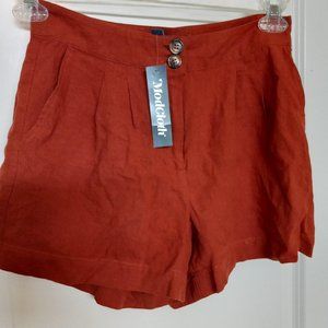 ModCloth Rust Brown Shorts Sz 4 NWT Pleated Linen Viscose Blend
